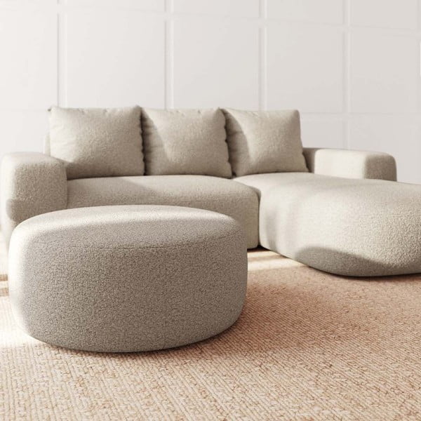 Bēšs kāju soliņš no buklē auduma Monce – Rodier-image-1