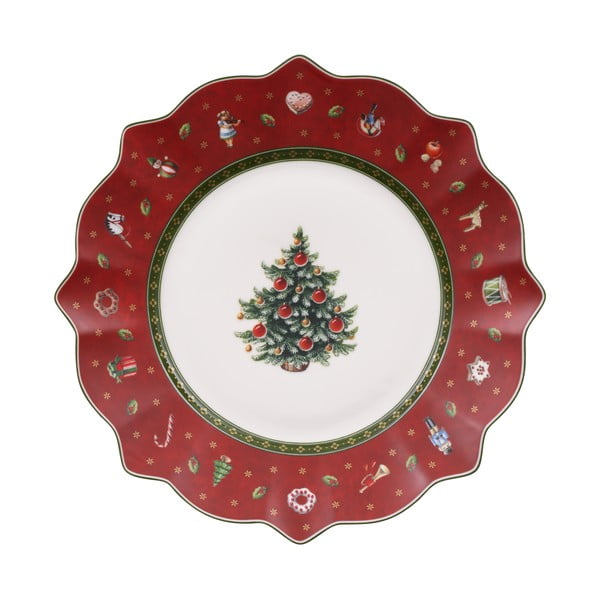 Sarkans porcelāna šķīvis ar Ziemassvētku motīvu Villeroy & Boch, ø 24 cm