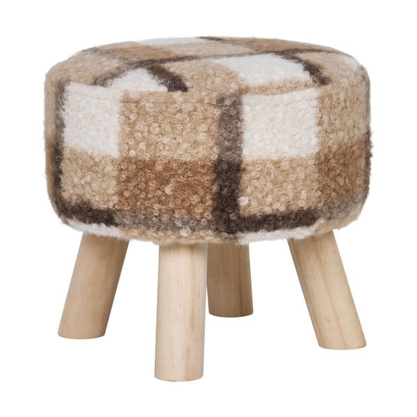 Balts/brūns kāju soliņš no buklē auduma Aberdeen – House Nordic-image-1