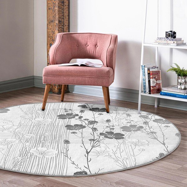 Pelēks mazgājams robotu putekļu sūcējiem piemērots apaļš paklājs ø 80 cm Comfort – Mila Home-image-4