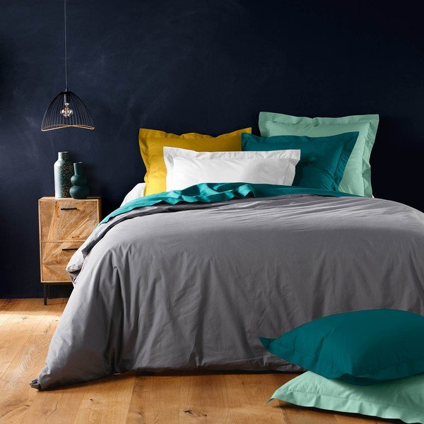 Melns vienguļamais kokvilnas segas pārvalks 140x200 cm Lina – douceur d'intérieur-image-3