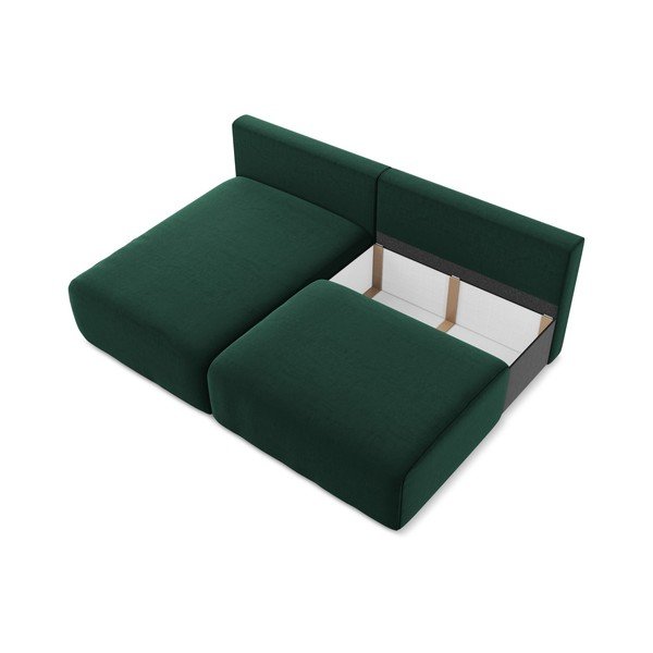Tumši zaļš samta salokāms stūra dīvāns ar uzglabāšanas vietu (ar kreiso stūri/ar zvilni) Kalena – Makamii-image-4