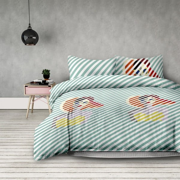 Svītraina mikrošķiedras gultas pārklājs AmeliaHome Retro Girl, 155 x 220 cm + 80 x 80 cm