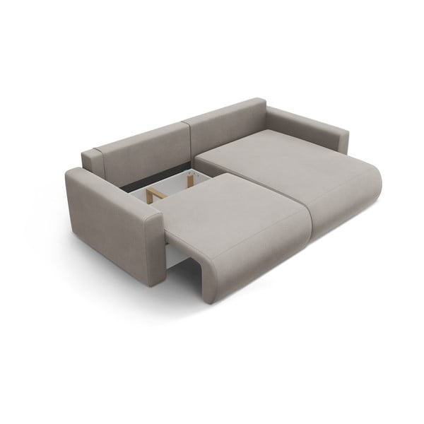 Gaiši pelēks samta salokāms stūra dīvāns ar uzglabāšanas vietu Belfast – Cosmopolitan Design-image-4