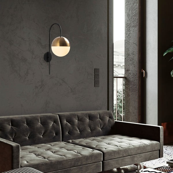 Melna/zelta krāsas sienas lampa ø 20 cm Bastos – Opviq lights-image-1