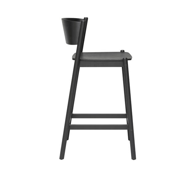 Melns bāra krēsls ar ozolkoka imitāciju (sēdekļa augstums 75 cm) Oblique – Hübsch-image-2