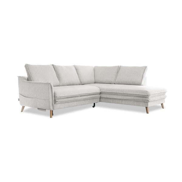 Bēšs salokāms stūra dīvāns (ar labo stūri) Charming Charlie – Miuform