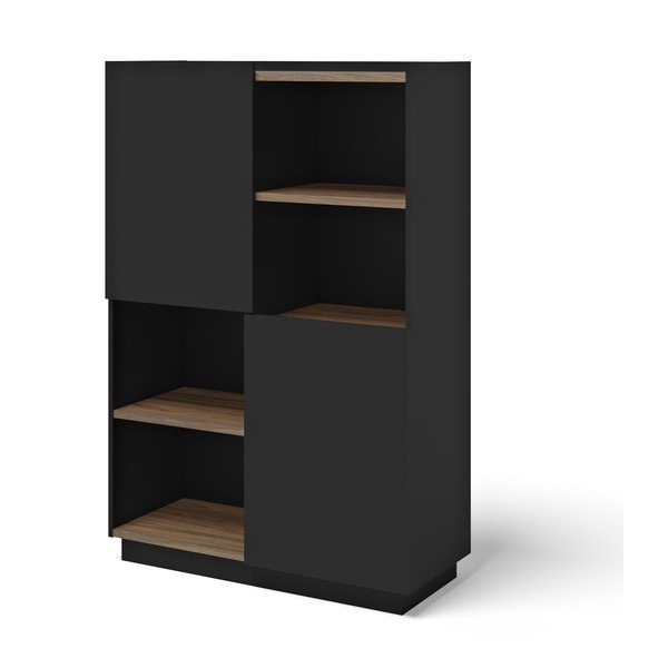 Melns/brūns grāmatplaukts ar riekstkoka imitāciju 180x83 cm Nina – TemaHome-image-2
