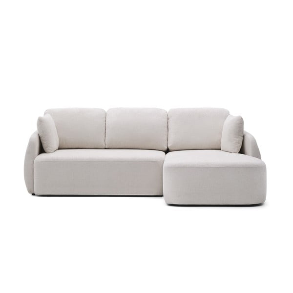 Krēmkrāsas salokāms stūra dīvāns no šenila auduma (ar labo stūri/ar zvilni) Laira – Kave Home