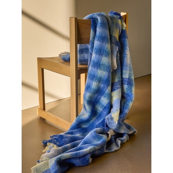 Zils pleds no vilnas maisījuma 140x200 cm Loom – Hübsch-image-1