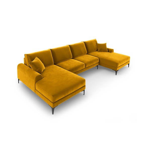 Dzeltens samta U veida dīvāns Mazzini Sofas Madara-image-4