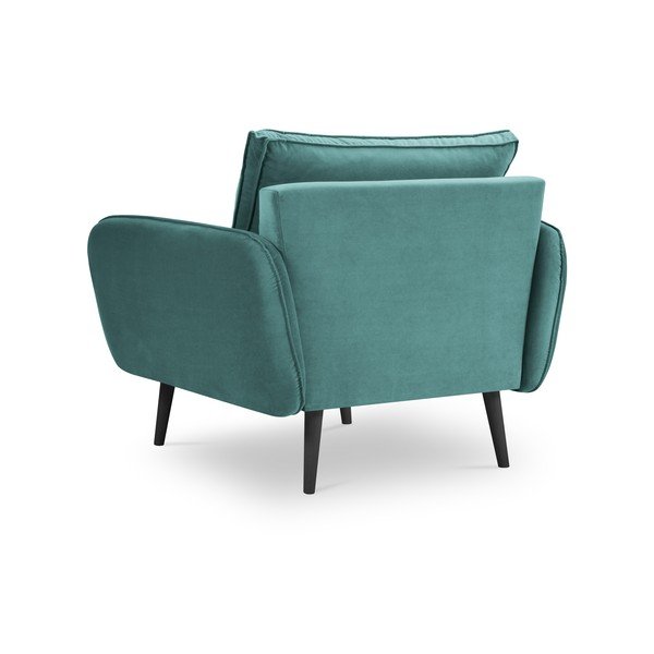 Zilganzaļš samta atpūtas krēsls ar melnām kājām Kooko Home Lento-image-2