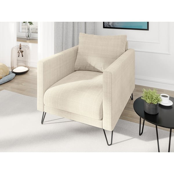 Krēmkrāsas atpūtas krēsls no šenila auduma Freya – Ropez-image-3