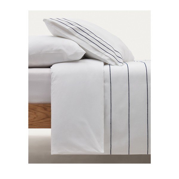 Balta vienguļamā gultas veļa no kokvilnas perkala 150x220 cm Cintia – Kave Home-image-1