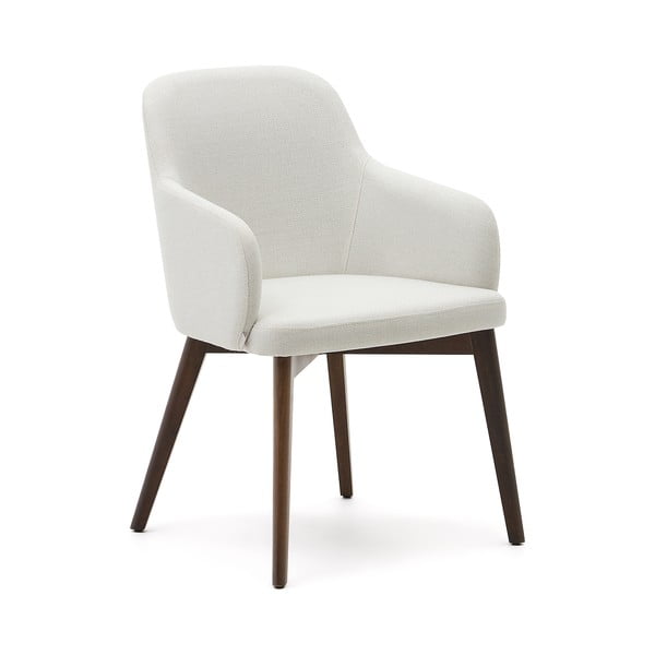 Krēmkrāsas polsterēts ēdamistabas krēsls ar roku balstiem Nelida – Kave Home