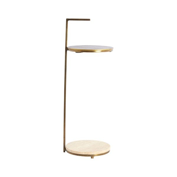 Apaļš sānu galdiņš ar akmens galda virsmu ø 26 cm Leda – Light & Living