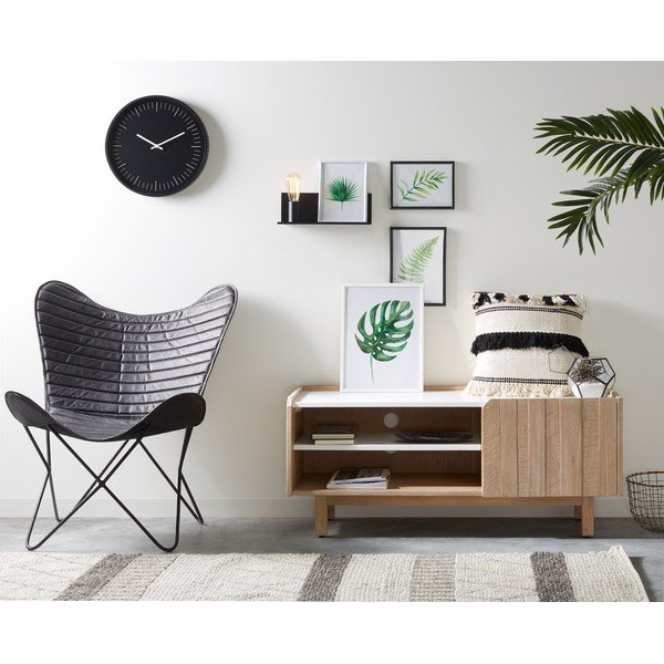 Melna sienas lampa ar plauktu Hannah – Kave Home-image-4