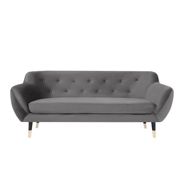 Pelēks dīvāns ar melnām kājām Mazzini Sofas Amelie, 188 cm