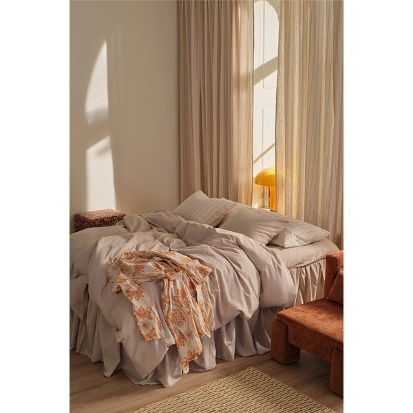 Bēša vienguļamā gultas veļa no lina maisījuma 150x200 cm Elly – Ellos Home-image-1
