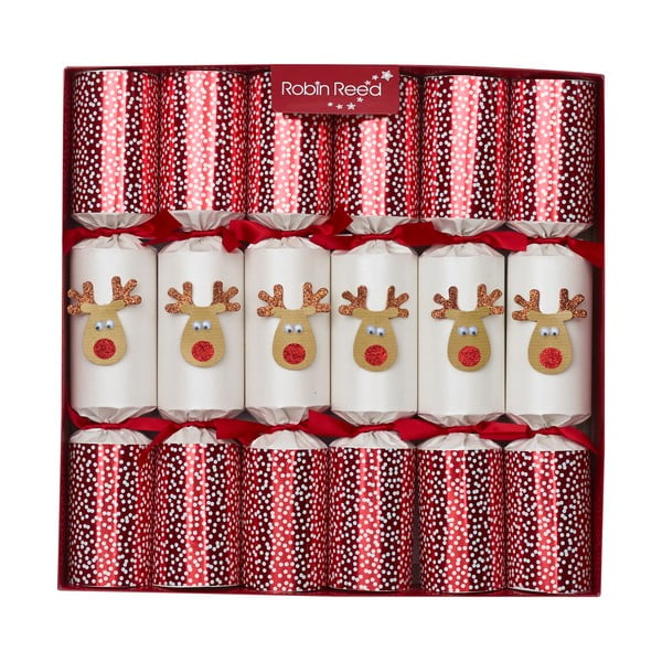 6 Robin Reed ziemeļbriežu Ziemassvētku krekeru komplekts