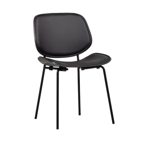 Melni mākslīgās ādas pusdienu krēsli (2 gab.) Close In – WOOOD
