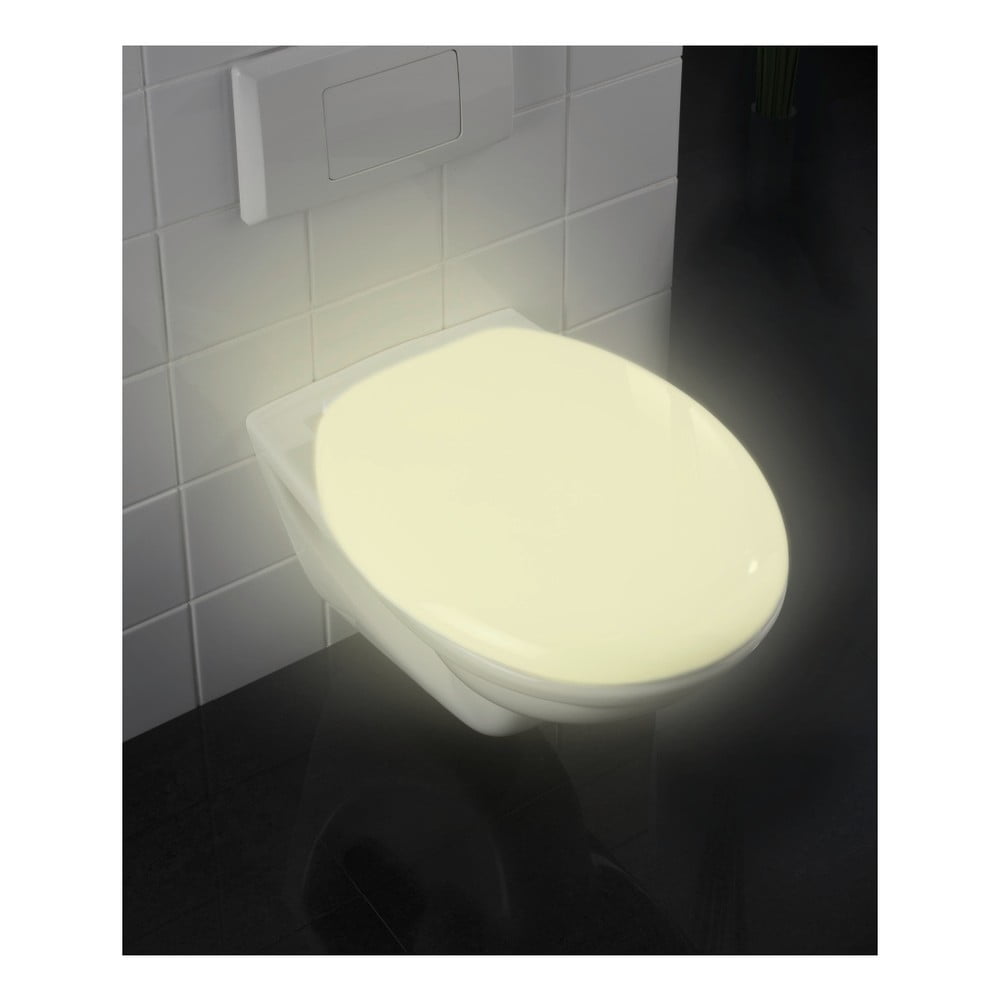 Spīdošs tualetes poda sēdeklis ar vieglu aizvēršanu Wenko Glow, 45,5 x 38,5 cm