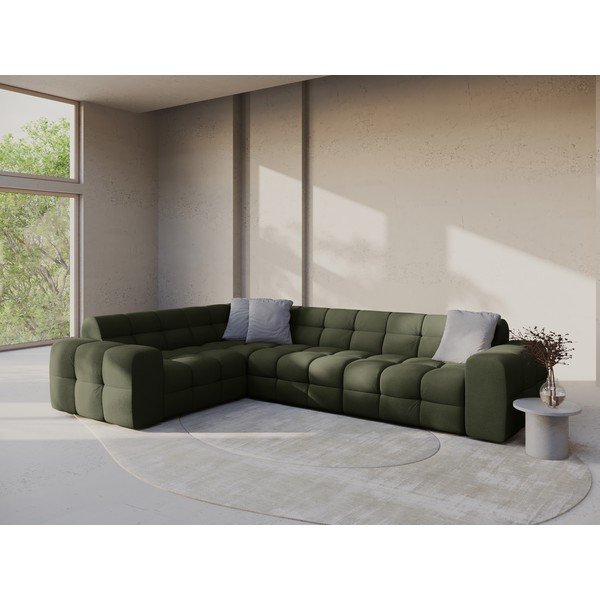 Zaļš stūra dīvāns (ar kreiso stūri/L veida) Kendal – Micadoni -image-1