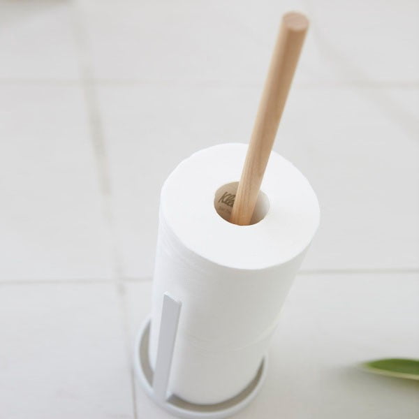 Balts tualetes papīra turētājs ar dižskābarža detaļām YAMAZAKI Tosca-image-2