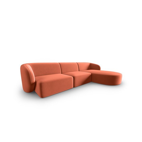 Rozā samta stūra dīvāns (ar labo stūri/ar zvilni) Paolo – Milo Casa-image-1