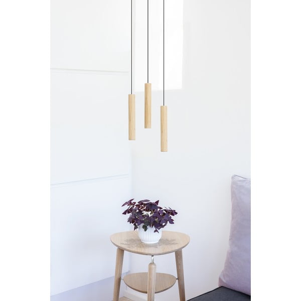 Dabīga toņa ozola masīvkoka LED piekaramā lampa no koka ø 3 cm Chimes – UMAGE-image-4
