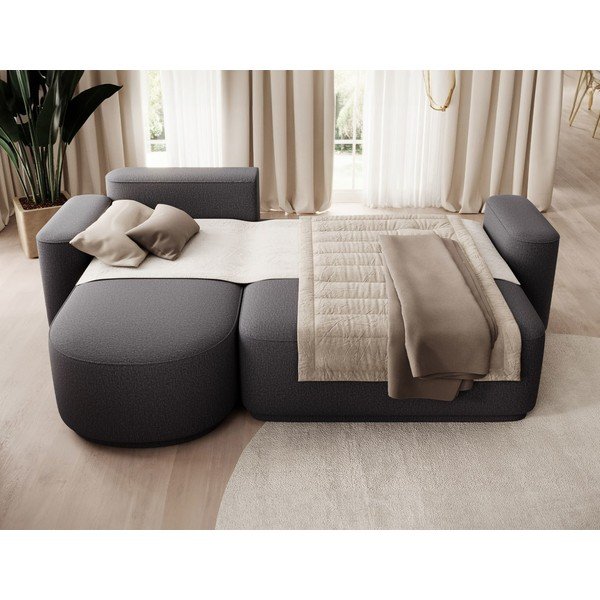 Tumši pelēks salokāms/ar uzglabāšanas vietu stūra dīvāns no šenila auduma (ar kreiso stūri/ar zvilni) Aurumm – ELTAP-image-4