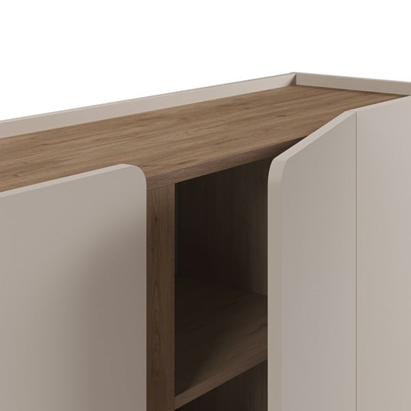 Krēmkrāsas/dabīga toņa kumode ar ozolkoka imitāciju 180x82x40 cm Lucile – Marckeric-image-4