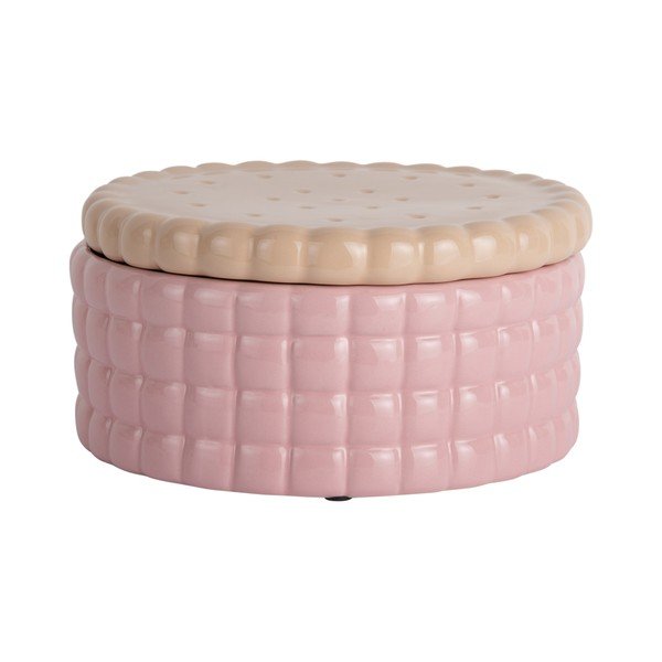 Gaiši rozā dekoratīva keramikas uzglabāšanas kaste ø 20x10 cm Biscuit Box – PT LIVING