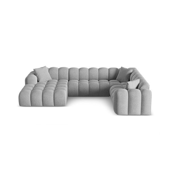 Gaiši pelēks stūra dīvāns no šenila auduma (ar labo stūri/U veida) Treno – Cosmopolitan Design