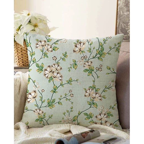 Zila spilvendrāna ar kokvilnas maisījumu Minimalist Cushion Covers Blooming, 55 x 55 cm