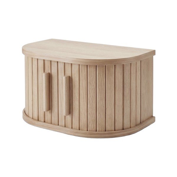 Gaiša dabīga toņa piekarināms/ar plauktiem naktsskapītis ar ozolkoka imitāciju Meta – Unique Furniture