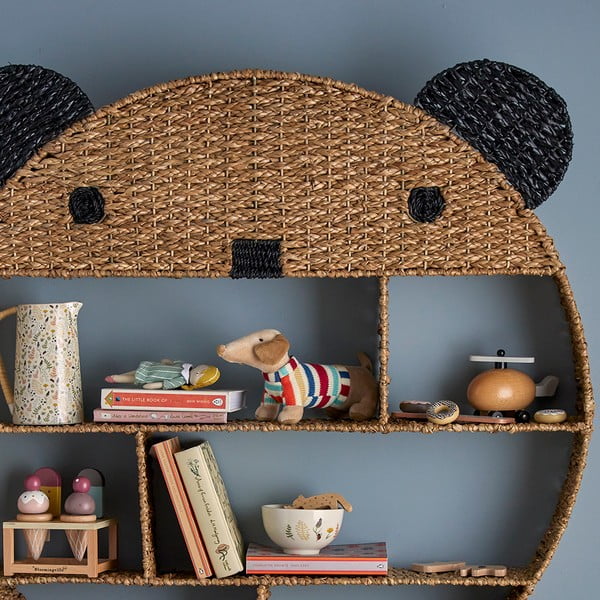 Dabīga toņa bērnu sienas grāmatu plaukts no jūraszāles 91,5x98 cm Ghalia – Bloomingville Mini-image-1