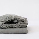 Haki lina palags ar gumiju 140x200 cm – Linen Tales