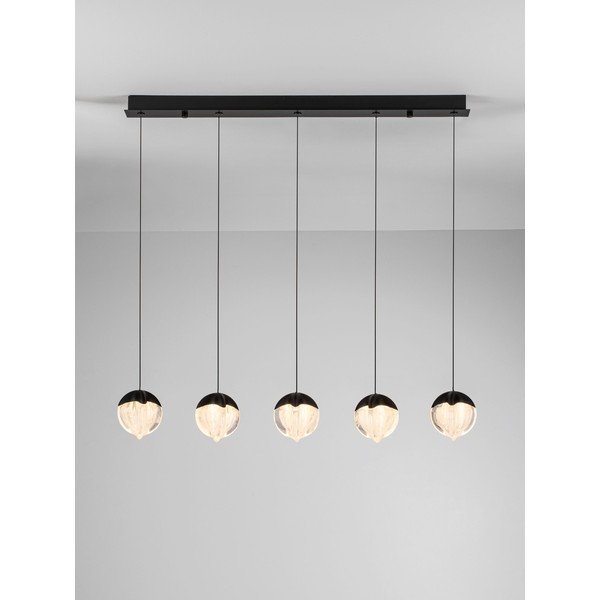 Matēti melna alumīnija LED piekaramā lampa ar regulējamu spilgtumu ar stikla abažūru Alicia – Nova Luce-image-4