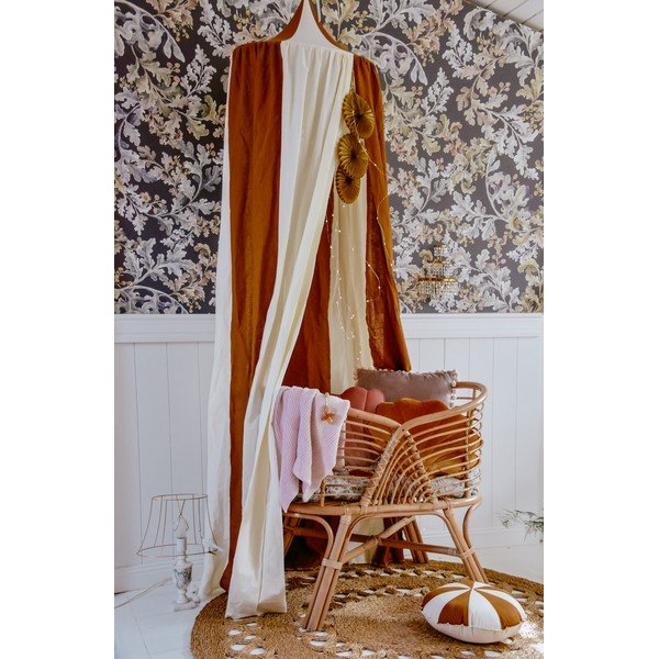 Balti oranžs lina auduma baldahīns Caramel Circus – Moi Mili-image-3