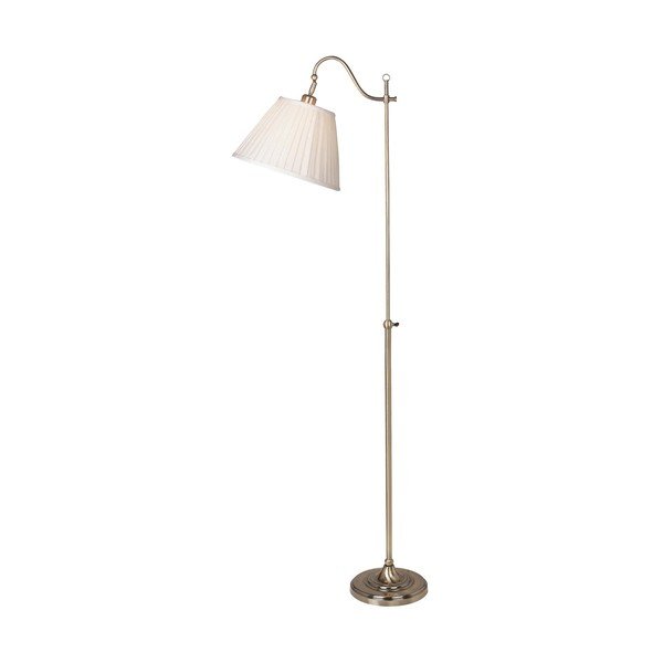 Balta/zelta krāsas stāvlampa ar saliekamu konstrukciju ar auduma abažūru (augstums 167 cm) Charleston – Markslöjd