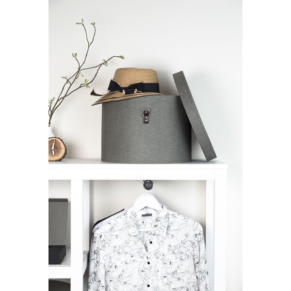 Pelēkas kartona uzglabāšanas kastes (2 gab.) ar vāku ø 37,5x25,5 cm Rut Canvas Paper Laminate – Bigso-image-3