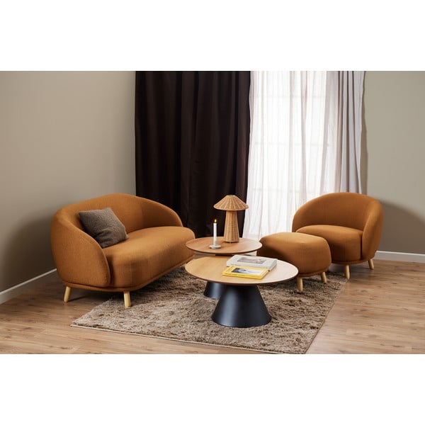 Melns/dabīga toņa apaļš žurnālgaldiņš ar ozolkoka imitācijas galda virsmu ø 85 cm Soli – Actona-image-2