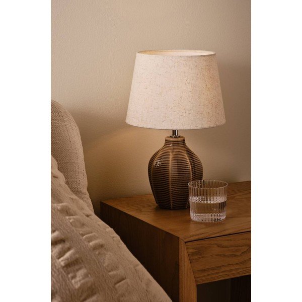 Bēša/tumši brūna keramikas galda lampa (augstums 34 cm) Wera – Jotex-image-1