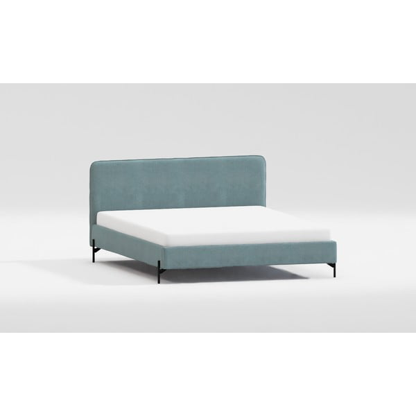 Gaiši zila polsterēta divvietīga gulta ar redelēm 140x200 cm Barker – Ropez-image-4