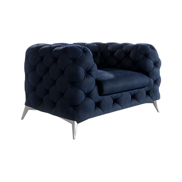 Tumši zils samta atpūtas krēsls Chelsea – Ropez