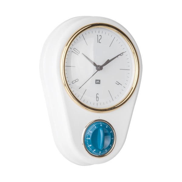 Balts sienas pulkstenis ar virtuves minūtēm PT LIVING