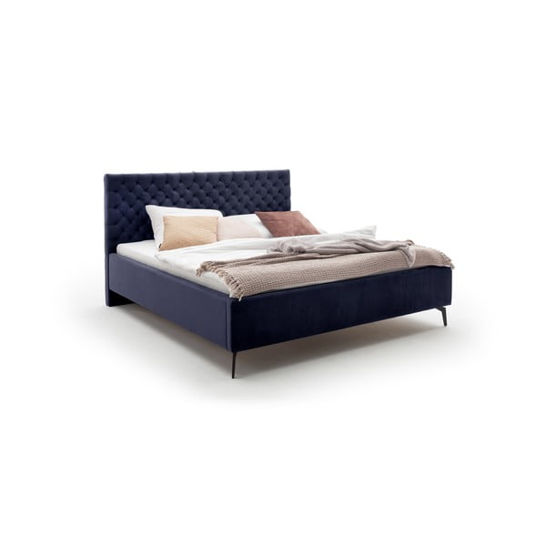 Tumši zila divguļamā gulta ar režģi un veļas kasti Meise Möbel La Maison, 160 x 200 cm