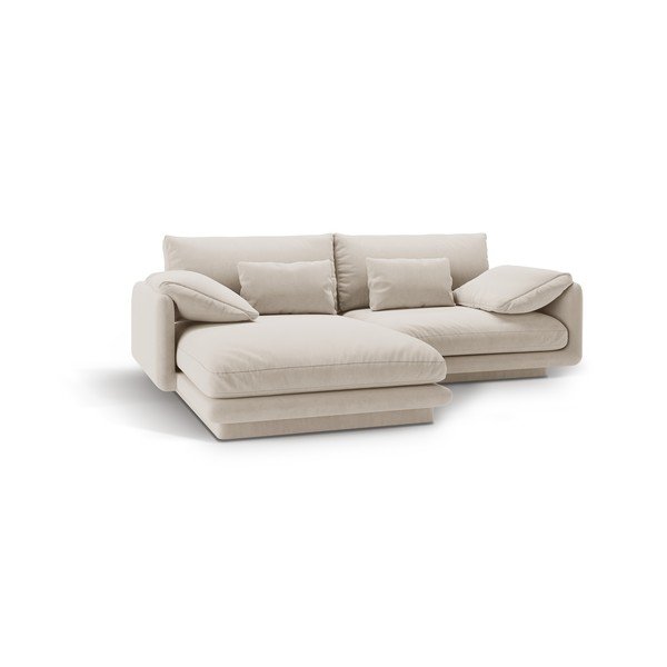 Balts samta stūra dīvāns (ar kreiso stūri/ar zvilni) Torino – Micadoni -image-2