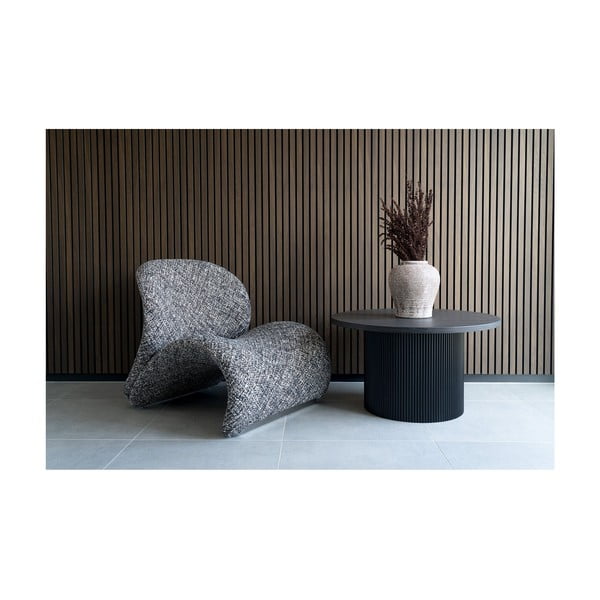 Tumši brūns apaļš žurnālgaldiņš ar papeles koka imitāciju ø 80 cm Boavista – House Nordic-image-2